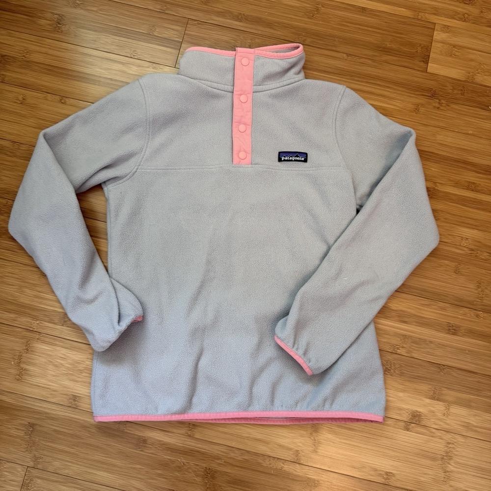 Patagonia Synchilla Snap-T Fleece Pullover Womens XS Gray Pink Lightweight
